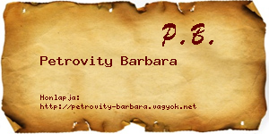 Petrovity Barbara névjegykártya